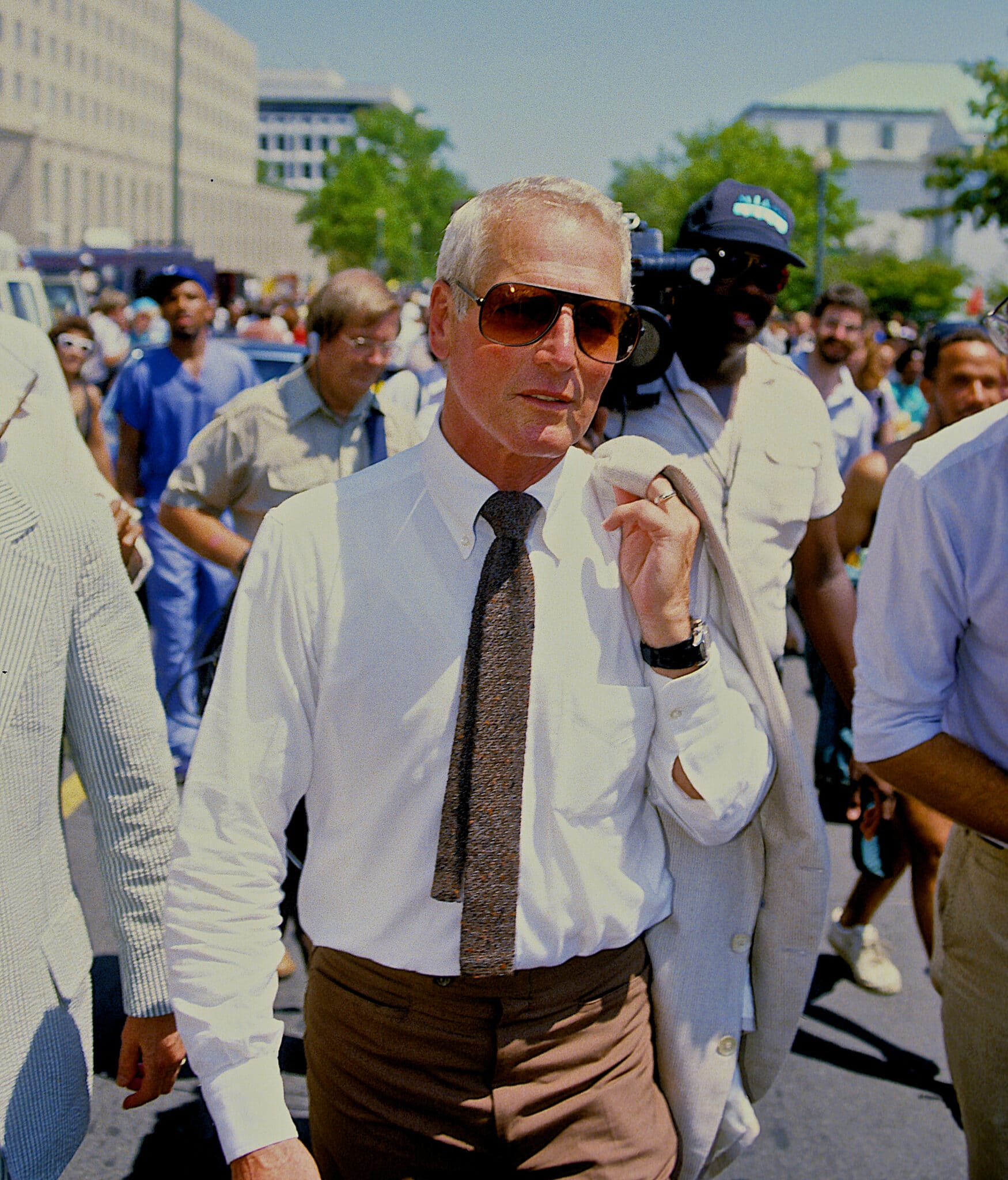 Washington,,Dc.,Usa,,1985,Actor,Paul,Newman,Marches,At,Antiapartheid