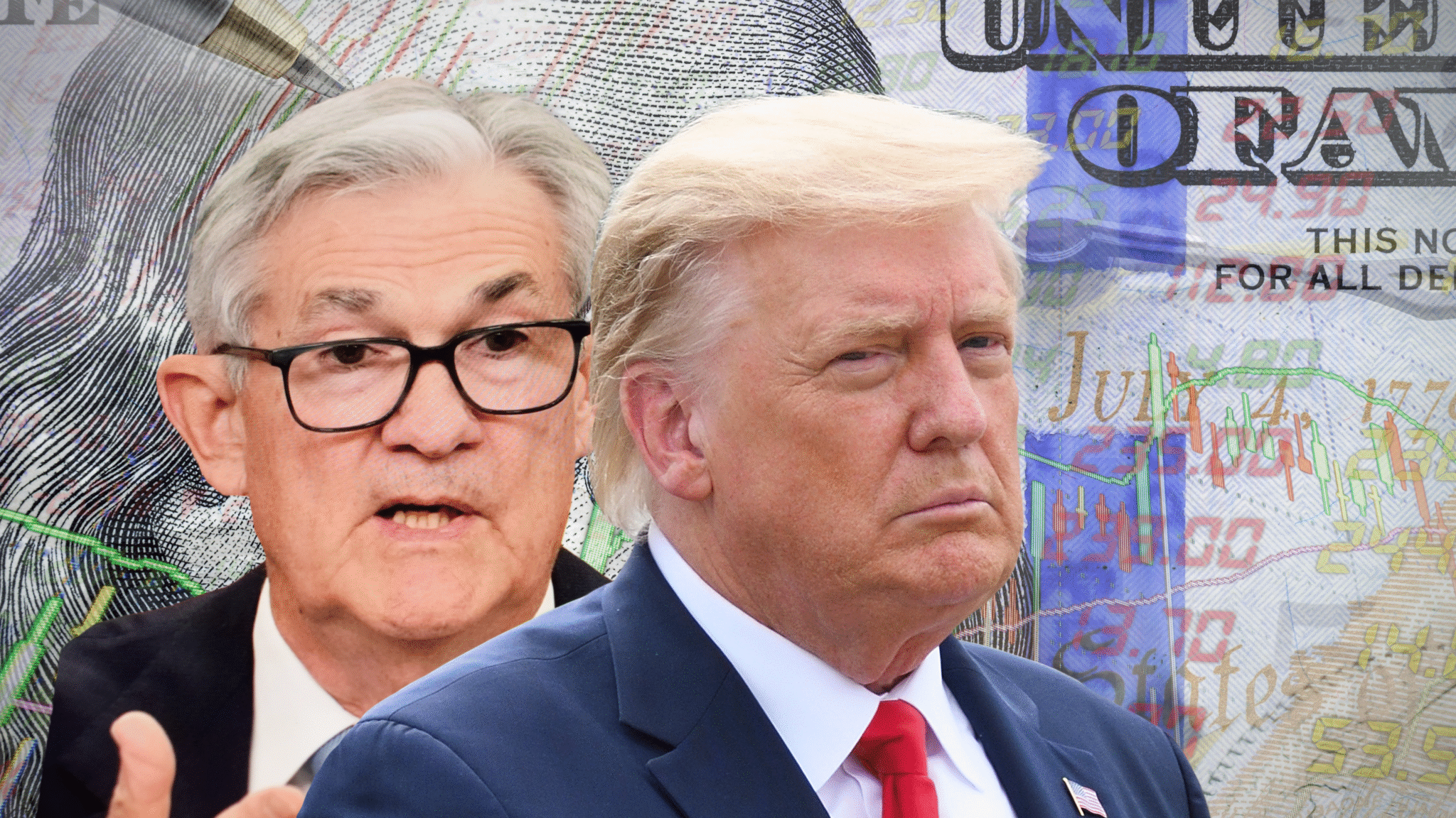 נשיא ארה"ב, דונלד טראמפ ויושב ראש הפדרל ריזרב, ג'רום פאוול | אילוסטרציה | קרדיט: שאטרסטוק