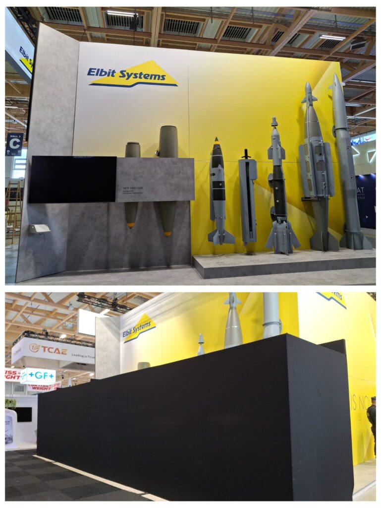 כיסוי הביתן של אלביט בפריז | צילום: אגף דוברות וקשרי ציבור במשרד הביטחון