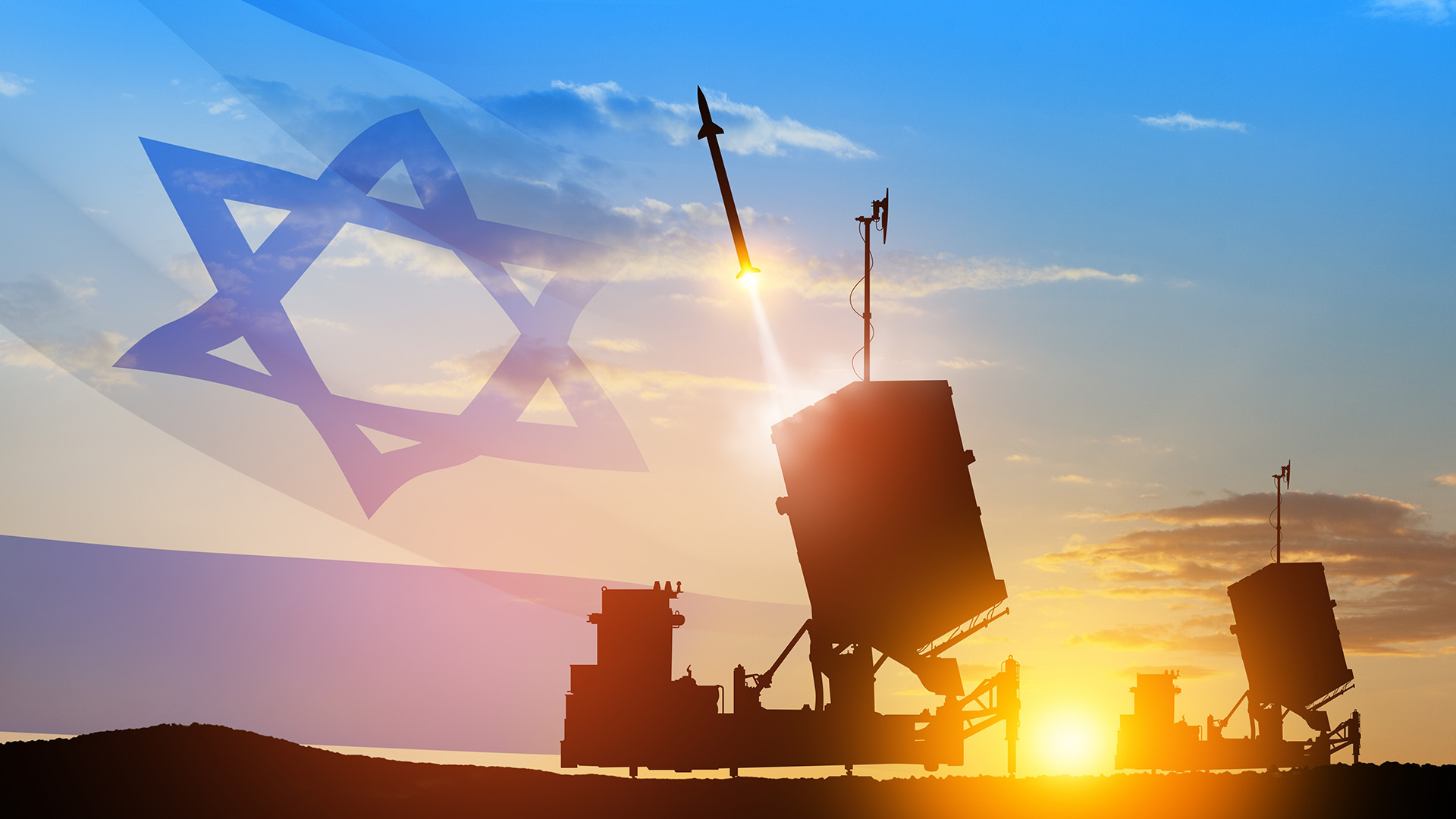 כיפת ברזל, דגל ישראל, אילוסטרציה | קרדיט: שאטרסטוק