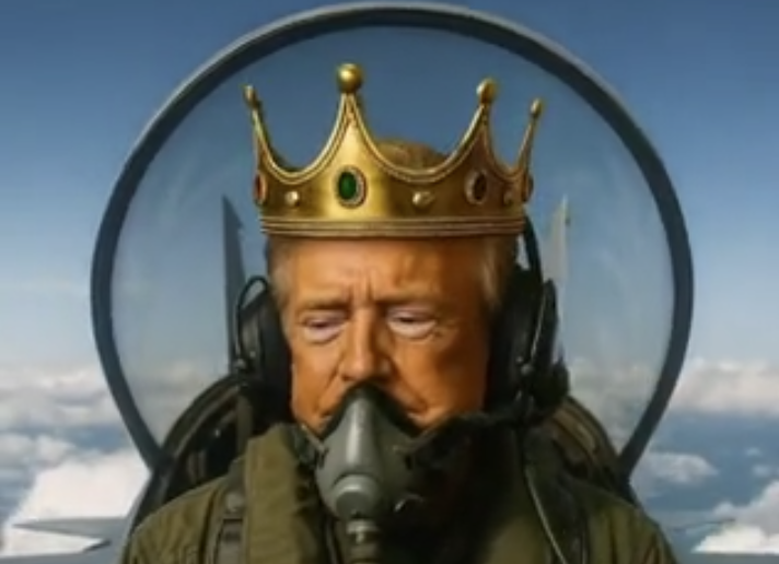 במטוס קרב ועם כתר לראשו: טראמפ פרסם סרטון AI ביזארי