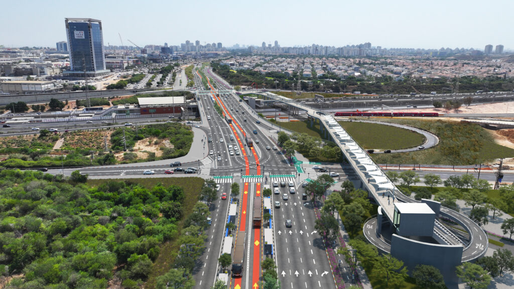 הדמיית הקו החום (מקטע רחבעם זאבי) בראשון לציון | קרדיט: חברת נתיבי איילון