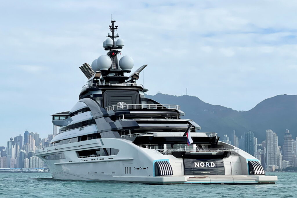 The 465-foot superyacht "Nord", reportedly owned by sanctioned Russian oligarch Alexei Mordashov is seen in Hong Kong, China, October 20, 2022. REUTERS/Donny Kwok