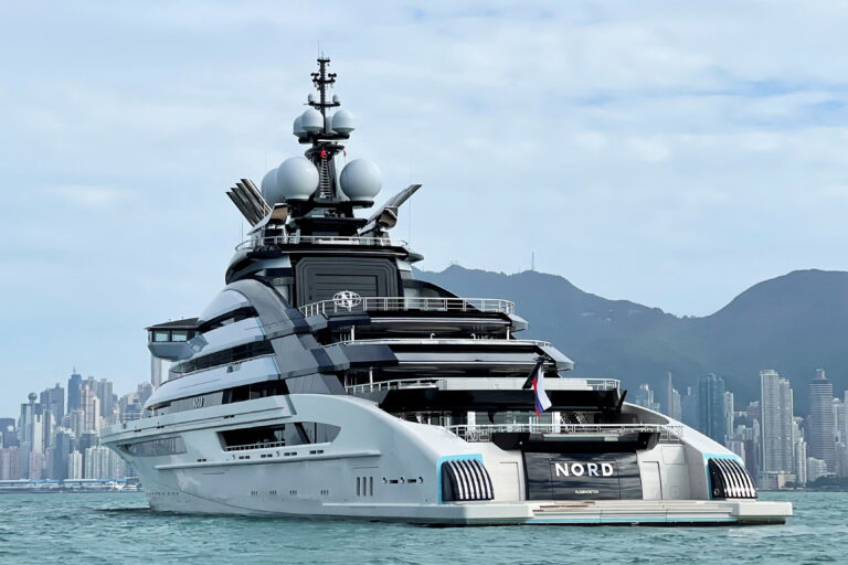 The 465-foot superyacht "Nord", reportedly owned by sanctioned Russian oligarch Alexei Mordashov is seen in Hong Kong, China, October 20, 2022. REUTERS/Donny Kwok
