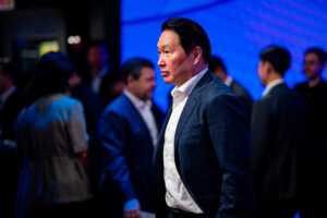 Chey Tae-won, chairman of SK Group, attends semiconductor and memory chip company SK Hynix’ opening bell ceremony at the Nasdaq market on the day of their IPO in New York City, U.S., July 10, 2026. REUTERS/Angelina Katsanis